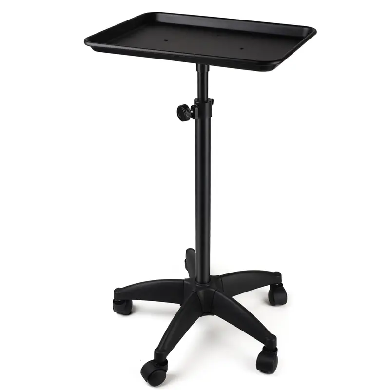Durable Aluminium Swivel Tattoo Rolling Tray Trolley - Adjustable Height (29.5-42.9 in), Wheeled, 18x13 inches, Commercial Salon Equipment, Barber Salon Equipment, Assembly Required, Cart for Hair Stylists