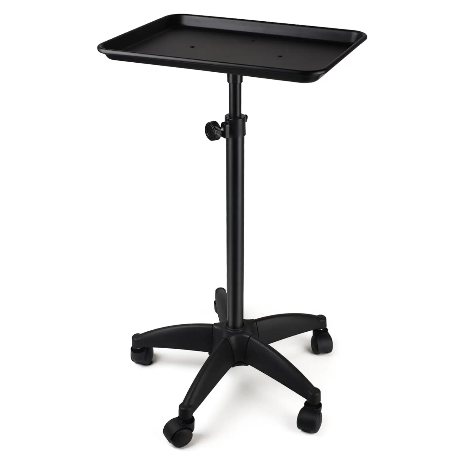 Aluminum Tattoo Rolling Tray with Wheels - Adjustable Height Salon Cart for Hair Stylist Medical Dental Tray