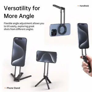 Magnetic Phone Tripod Stand,Aluminium Maglock Smartphone Mini Tripod,Pocket Cell Phone Stand Strong Magnet Quick Mount
