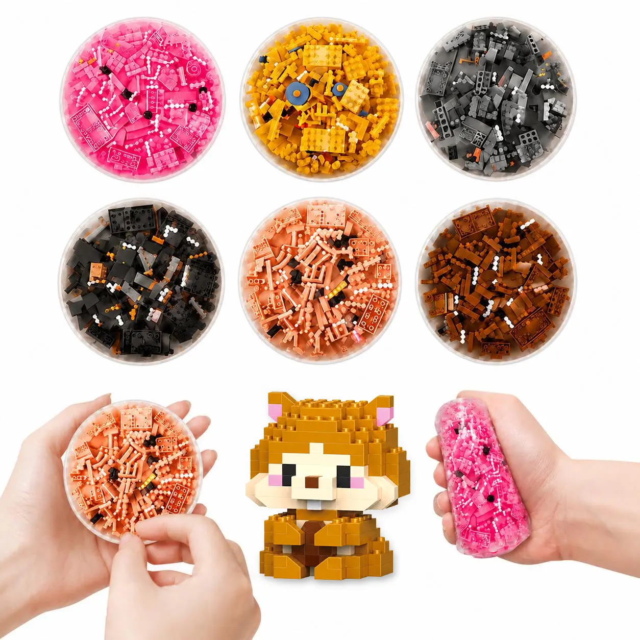 Skin Picking Toys,Fidget Building Blocks,Sensory Animal Figures,Stress Relief DIY Kit,Anxiety Fidget Toy,Desk Calming Toy for Adults