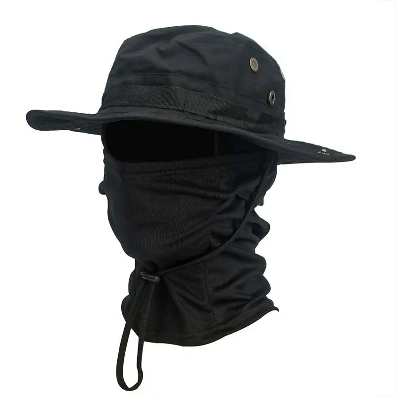 2Pcs Men's Camouflage Hat and Wide Brim Cap Set, UV Protection Sun Hat Tactical Fisherman Hat, Outdoor Sports Hiking Camping, Casual Style, Summer Hat, Outdoor Army Hat