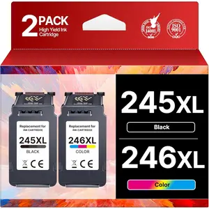 PG-245 XL/CL-246 XL High Capacity for  245XL 246XL Combo Pack Replacement for  Ink 245 and 246 Work with Pixma TS202 TR4520 MG2525 TS3322 TS3320 MG2522 TS302 MG2520 MX490 (Black, Tri-Color)