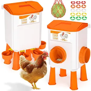 Chicken Feeder and Waterer Set, 2.1 Gallon/17.6 Pounds, Automatic Chick Feeder and Waterer Set No Waste, Chicken Lover Gifts for Women Men