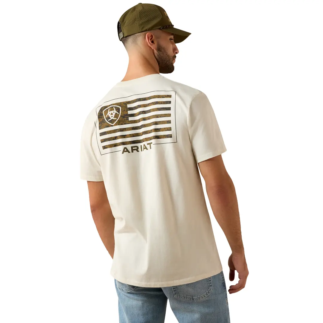 Ariat Men's  Buckle Flag Patriot Silver Birch T-Shirt 10080252