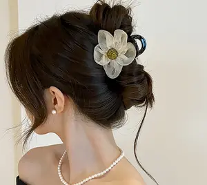 3 colors/Pack Advanced Hair Clips celebrity hot selling sunflower clip feminine temperament half tied hair, flower hairpin, brain spoon, coiled hair