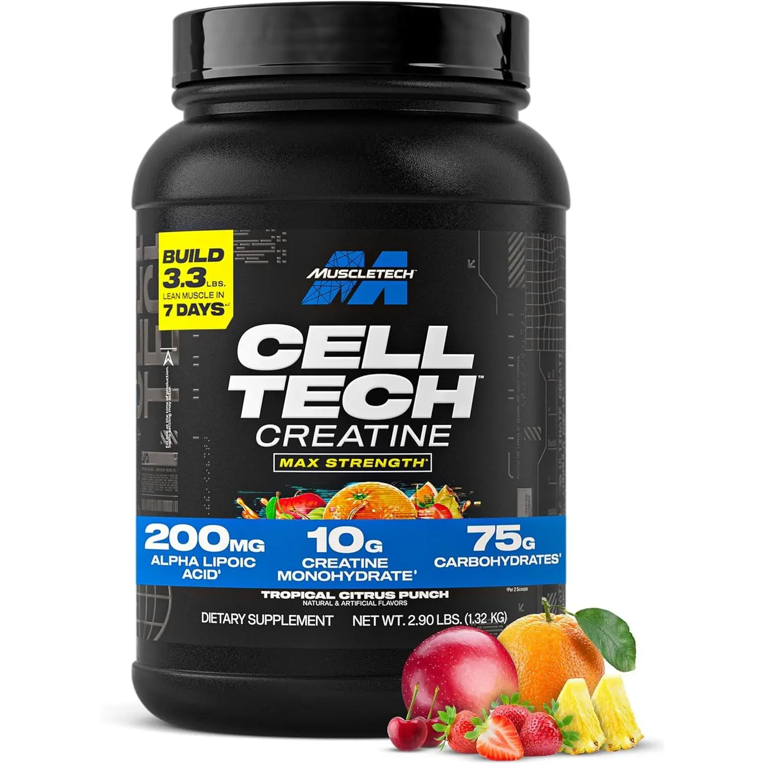 MuscleTech Creatine Monohydrate Powder - Cell-Tech Creatine Powder Post Workout Recovery Drink, Muscle Builder & Musclebuilding Supplement - Tropical Citrus Punch