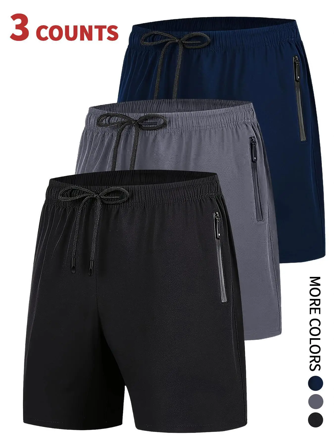 Men's Solid Zipper Pocket Drawstring Waist Shorts, Regular Fit Casual Breathable Quick Drying Straight Leg Shorts for Summer, Summer Outfits 2024