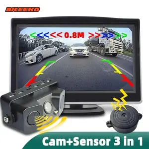 Bileeko Three-In-One Rearview Camera Set with Parking Radar Sensor Alarm, Plastic Enclosure, Safety Assist for Secure Parking