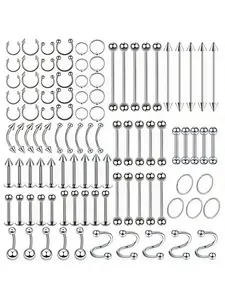 100pcs Piercing Kit Jewelry Set, Includes 14g 16g 20g Nose Rings & More, Durable Stainless Steel Material, Perfect for Multiple Styles, Nose Piercings Kit