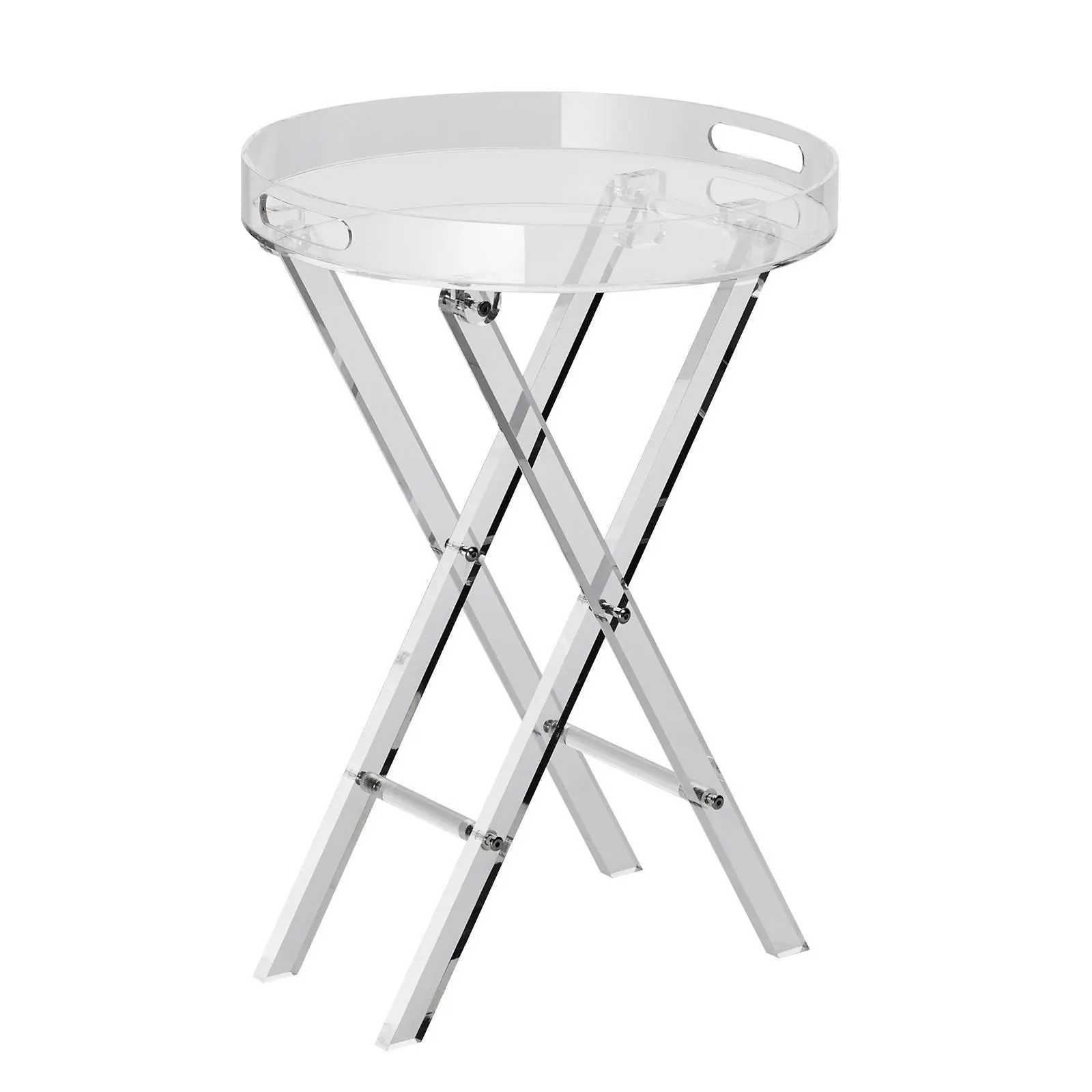 【SummerFinds】VEVOR Acrylic Folding Tray Table,  Acrylic End Table with Folding X Leg, Clear Acrylic Side Table for Coffee, Drink, Food, Snack used in Living Room, Bedroom, and Study