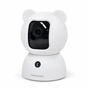 CINMOORE 2.5K Pet/Baby Indoor Security Camera, No Subscription, Person & Pet Detection, PTZ WiFi Baby & Pet Monitor, Full Duplex Two-Way Audio, Color Night Vision, SD Card Local Storage, White
