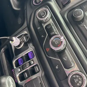New Upgrade 2PCS Bling Car Engine Start Stop Decoration Ring, Crystal Rhinestone Auto Push Start Button Ignition Ring Sticker, Vehicle Decor Accessories for Women Girls, Universal for Vehicles (Purple)