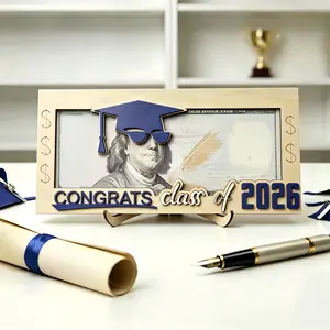 Creative Graduation Photo Frame Gift for Son Daughter Boyfriend Girlfriend 2026 Wood Cap Desk Ornament Personalized Keepsake Card Holder Unique Present