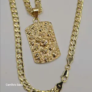 fashion necklace with  SKULLS Cuban link style gold-plated 24"inches