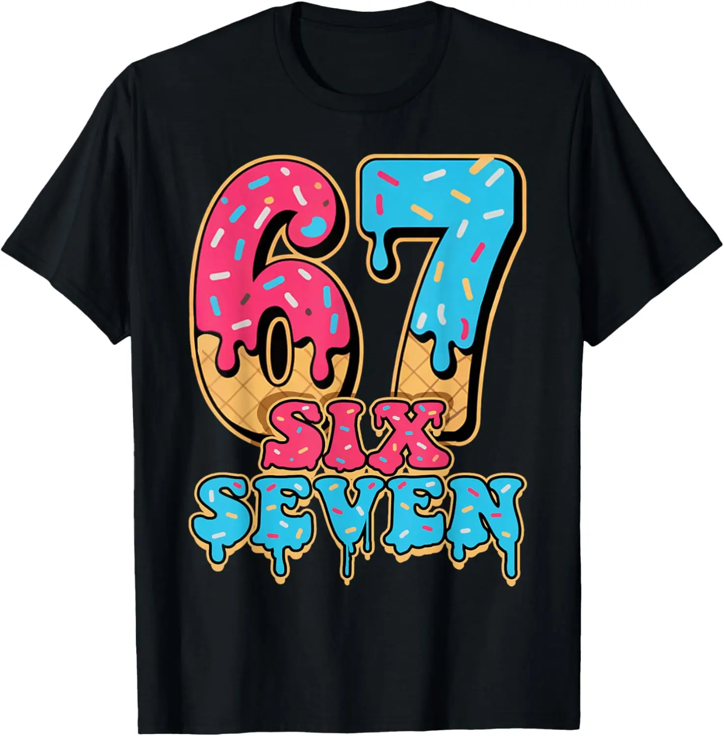 Men's Oversized Classic Short Sleeve Cotton Blend T-Shirt - 'Baseball Drip 67' Graphic Print, Relaxed Fit Round Neck Streetwear Top, Casual Breathable