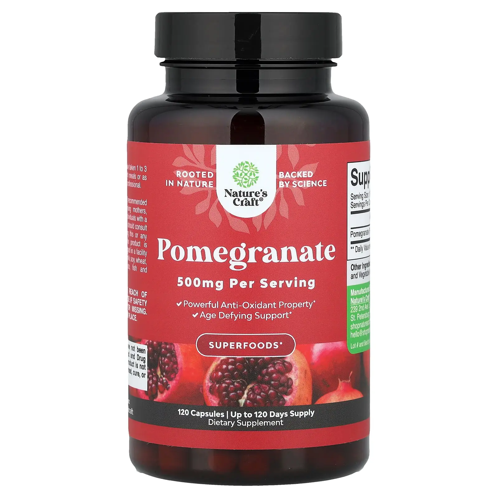 Nature's Craft Pomegranate, 500 mg, 120 Capsules Nature's Craft Pomegranate, 500 mg, 120 Capsules