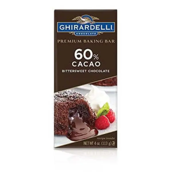 Ghirardelli Bittersweet Chocolate 60% Cacao Premium Baking Bar 4 oz, Pack of 2