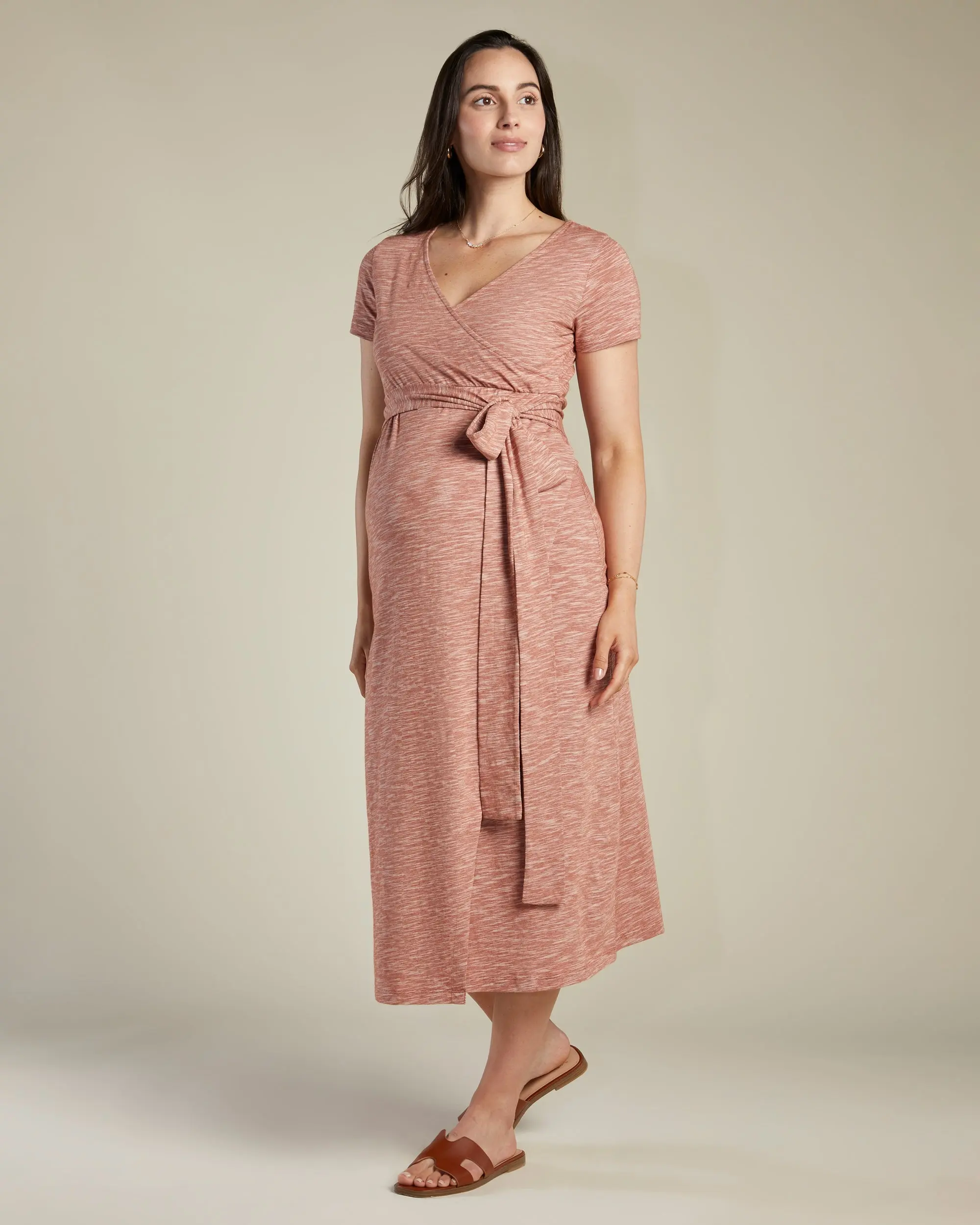 Women's Willow Wrap Midi Dress, Casual Short Sleeve V-Neck with an Adjustable Tie Waist for Everyday Wear, Shortsleeve