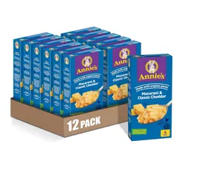 Annie's Macaroni and Classic Cheddar with Organic Pasta, Made with Real Cheese, Dinner Side or Snack, 6 oz (Pack of 12)