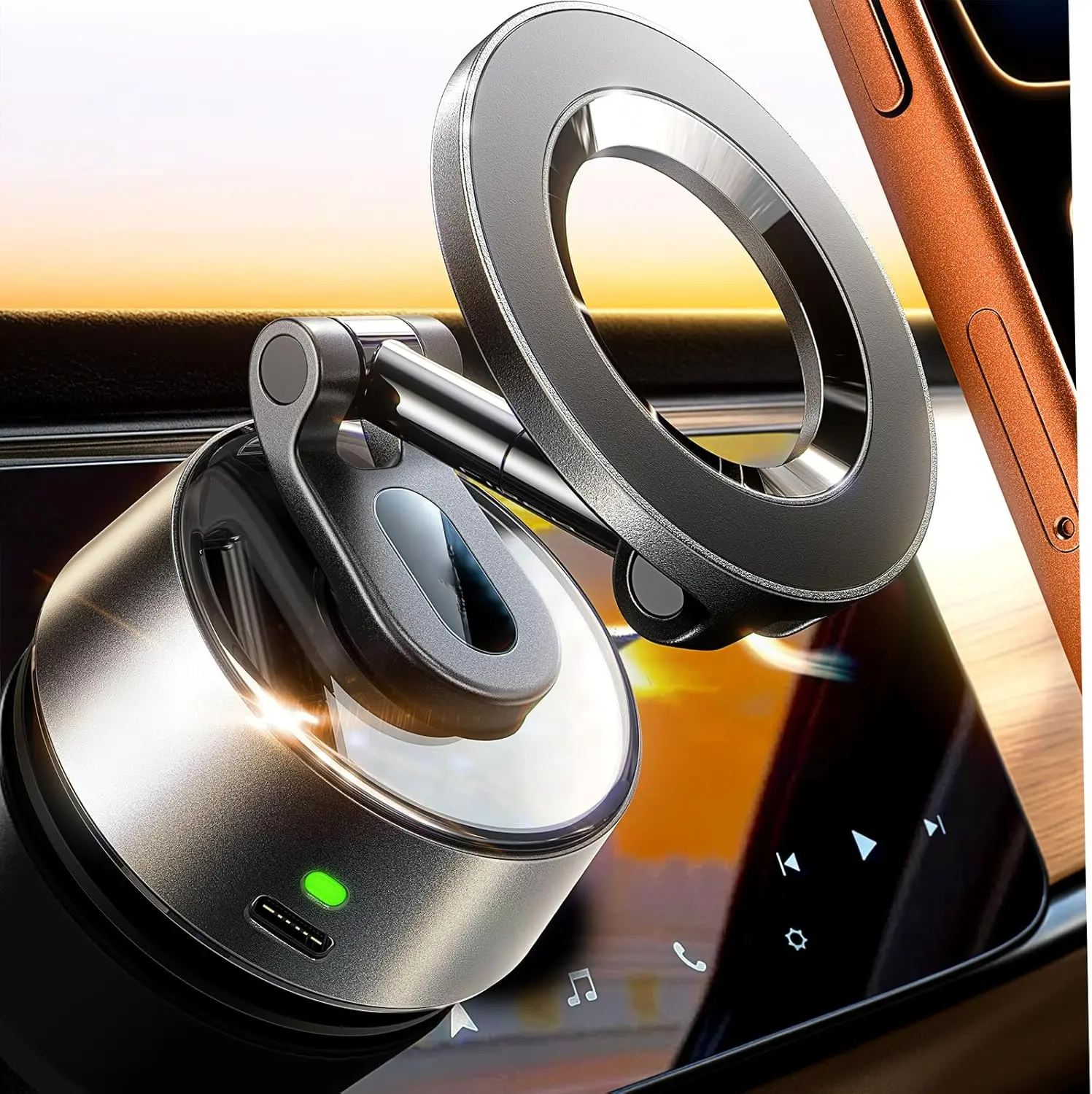 Suction Phone Mount[2026 Auto Vacuum 3.0], 360 Adjustable Magnetic Phone Holder for Car Dashboard Universal Magsafe Accessories Gifts for Men Women for iPhone 17 Pro Max Air 16 15 14 13 12