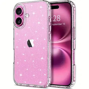 Glitter iPhone 17 Pro Max,16 plus,15,14,13,12,11,  Case, 1 Count Glitter Sparkly Shiny Bling Cute Cover, Anti-scratch Soft TPU Thin Slim Shockproof Protective Phone Case for Women Girls, Casing