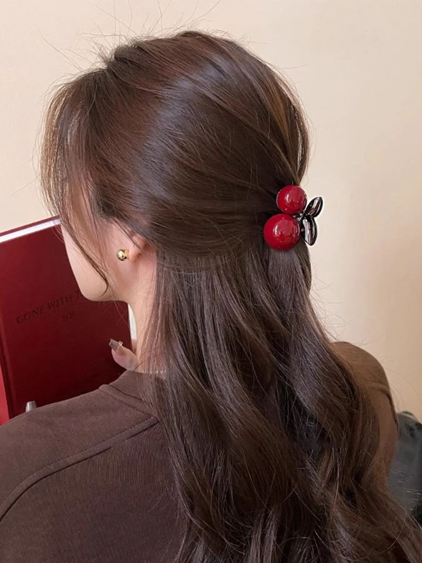 Cute Charming Cherry Theme Hair Clip for Women, Perfect for High Ponytails, Suitable For All Seasons, Elegant Daily Wear & Special Occasions, Ideal Gift for Mom & Friends, All Seasons, Gift for Mothers, Cute Hair Clips