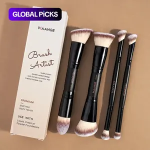 Professional Facial Double-ended Makeup Brush Set, Soft Cosmetic Brushes with Beveled and Tapered Foundation, Contour, Blush and Powder Brushes, Makeup Tools #TOP PICKS