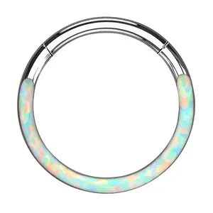 Oufer 16G White Blue Opal Hinged Segment Septum Ring
