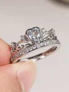 1 PC Luxury Cubic Zirconia Heart Shaped Ring For Women For Mother's Day Gift Party Jewelry