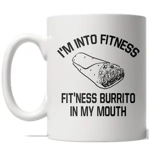 Fitness Burrito Mug Funny Fitness Cinco De Mayo Coffee Cup - 11oz Funny Coffee Mugs Ceramic Printed Drinkware Cup