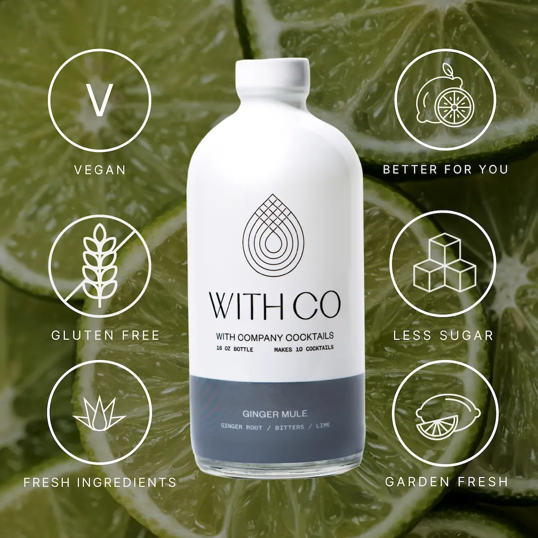 WithCo Ginger Mule 16oz | Non-Alcoholic | Fresh Ginger Root, Fresh Lime Juice, Bitters, Water