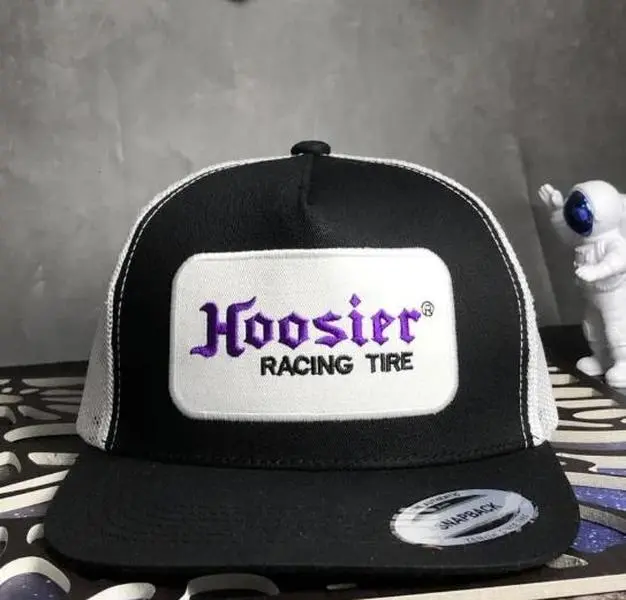 Hoosier Racing Tire Trucker Hat, Black White Snapback Cap, Motorsport Racing Style