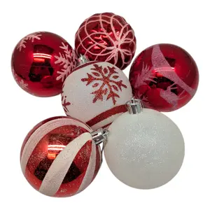 Shatterproof Red and White Ornament Set – Set of 18