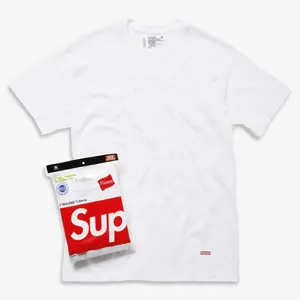 Supreme x Hanes Tagless Tees (Full Pack) White - Comfortable Comfy Cozy Cotton T-Shirt Unisex for Mens Womens GS Kids Young Junior Holiday Christmas Gift Stocking Stuffer