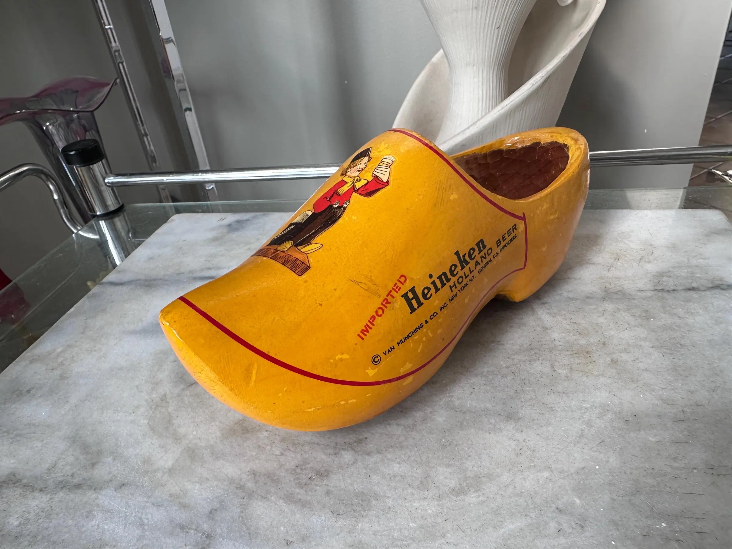 Vintage Heineken Beer Wooden Clog Shoe | Dutch Holland Souvenir Display | Brewery Advertising Collectible | Bar Decor | Pub Memorabilia (r)