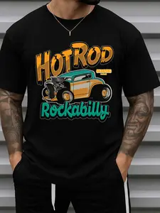 Hot Rod Classic Garage T-shirt Cotton Tshirts Men's 180G 100% Cotton Black High-quality Clothing, Perfect for Every Day Spring and Summer Clothing Unique Designs, Summer Prints on the Back Vintage New Years Gifts