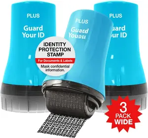 Wide Advanced ID Roller  by Guard Your ID, Mess-Free Address Blocker for Identity Protection (3-Pack, Turquoise)