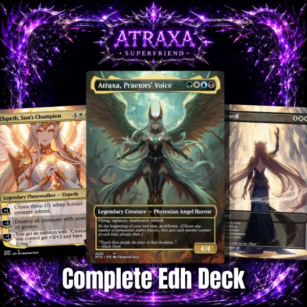Atraxa Superfriends Commander Proxy Deck, Dark Fantasy Anime-Inspired Premium Collectible Set, 100 Proxy Pieces for Casual Dedicated Deck Card Game Play