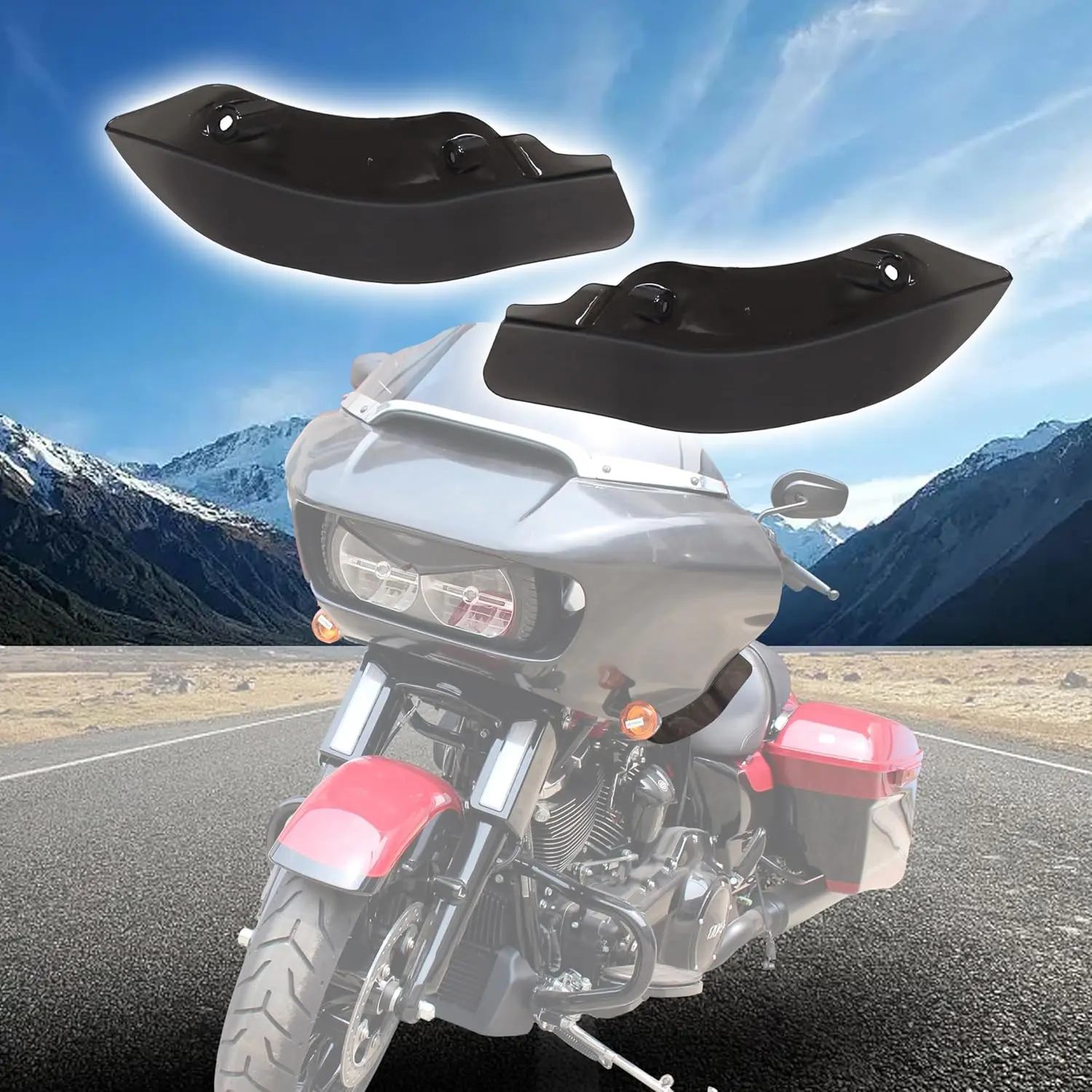 2pcs Polycarbonate Smoke Wide Wind Deflector for Harley 2015-2021 Touring Models - Side Wind Shield Fairing Air Deflectors with Corrosion Resistance, Compatible with Road Glide Special FLTRXS FLTRX, CVO Ultra FLTRUSE 2016-2019, Ultra FLTRU Limited, Ip67 W