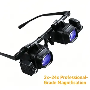 2x-24x LED Head Mount Magnifier, Portable Hands-Free Tool for Watch Repair, Phone Maintenance and Electronic Component Soldering Work