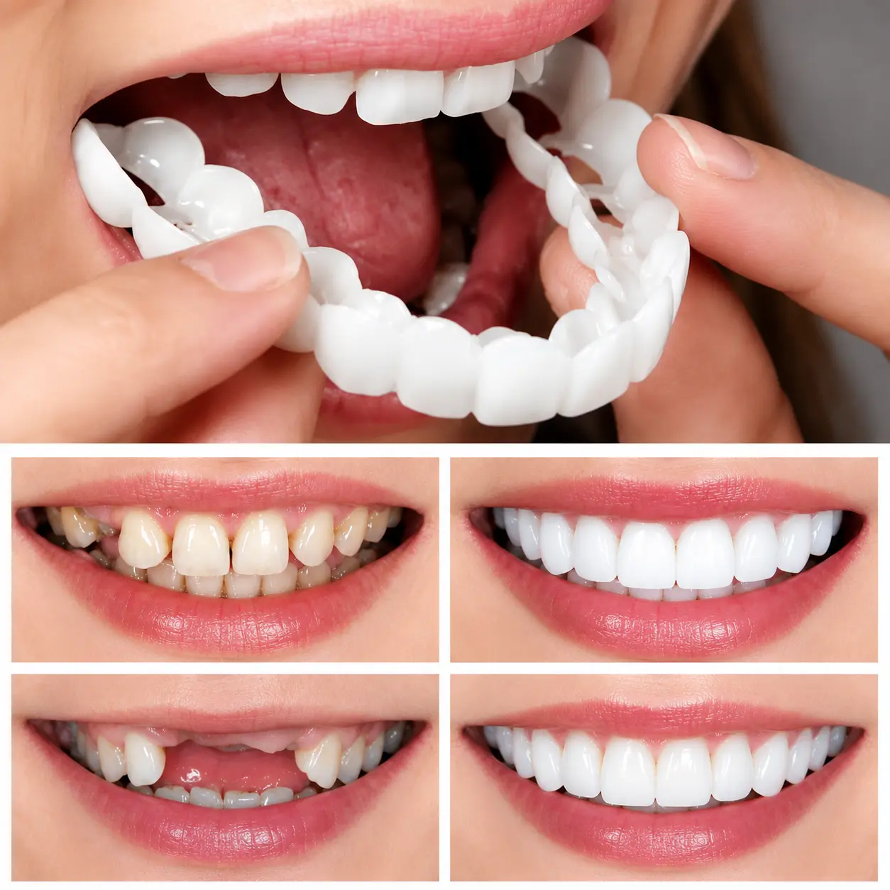 Unisex White Denture Belt Veneer - Upper and Lower Denture Care Accessory, Flexible, Comfortable, Realistic Dental Solution