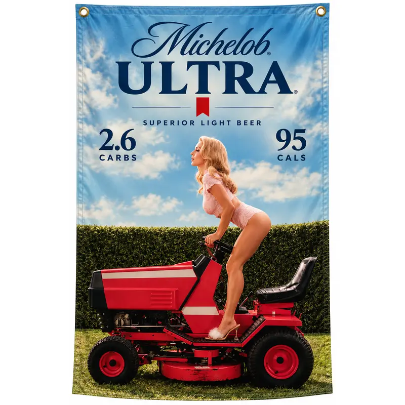 Sydney Sweeney Michelob ULTRA Beach Girl Wall Flag Ver 2 – Summer Beer Poster, Coastal Bar & Man Cave Decor