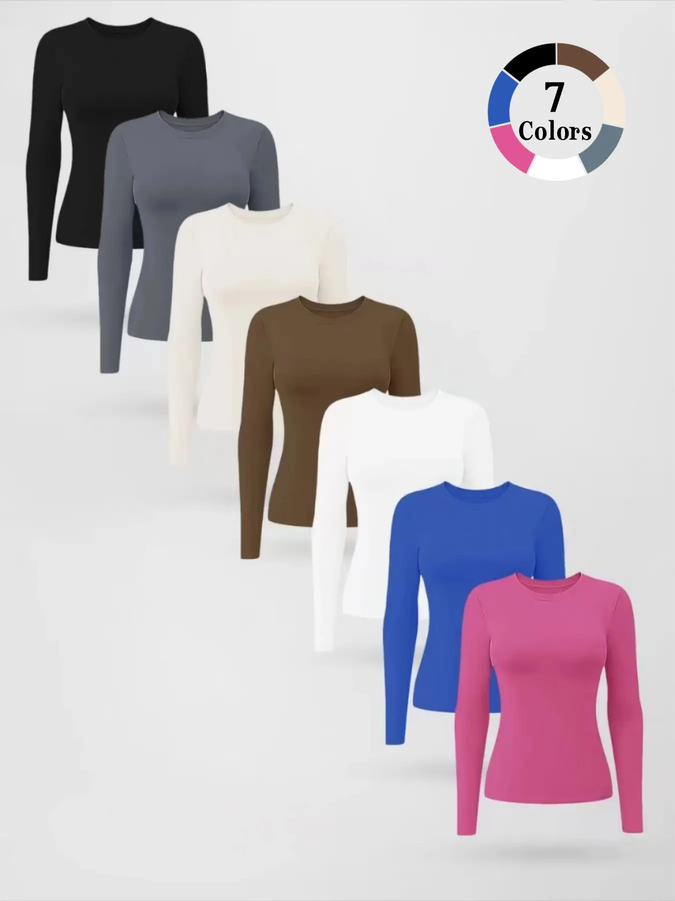 Women's Minimalist Yoga Long Sleeve Top, Slim Fit Workout Shirt, Fitness Shirts for Gym & Outdoor Hiking, All-Season Warm Innerwear, Crewneck Workout Tops