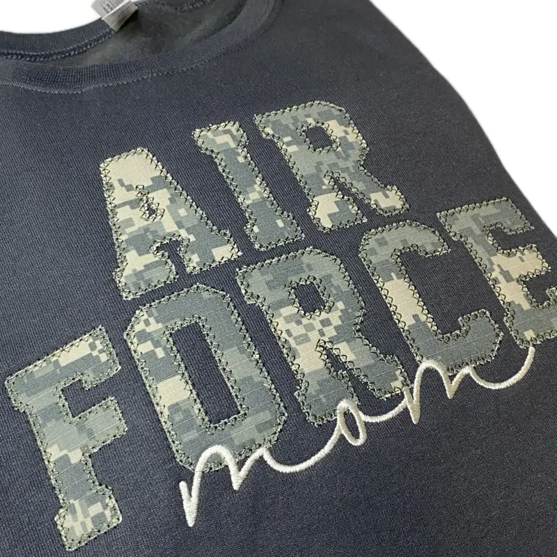 Embroidered Air Force Mom Sweatshirt Pullover Womenswear