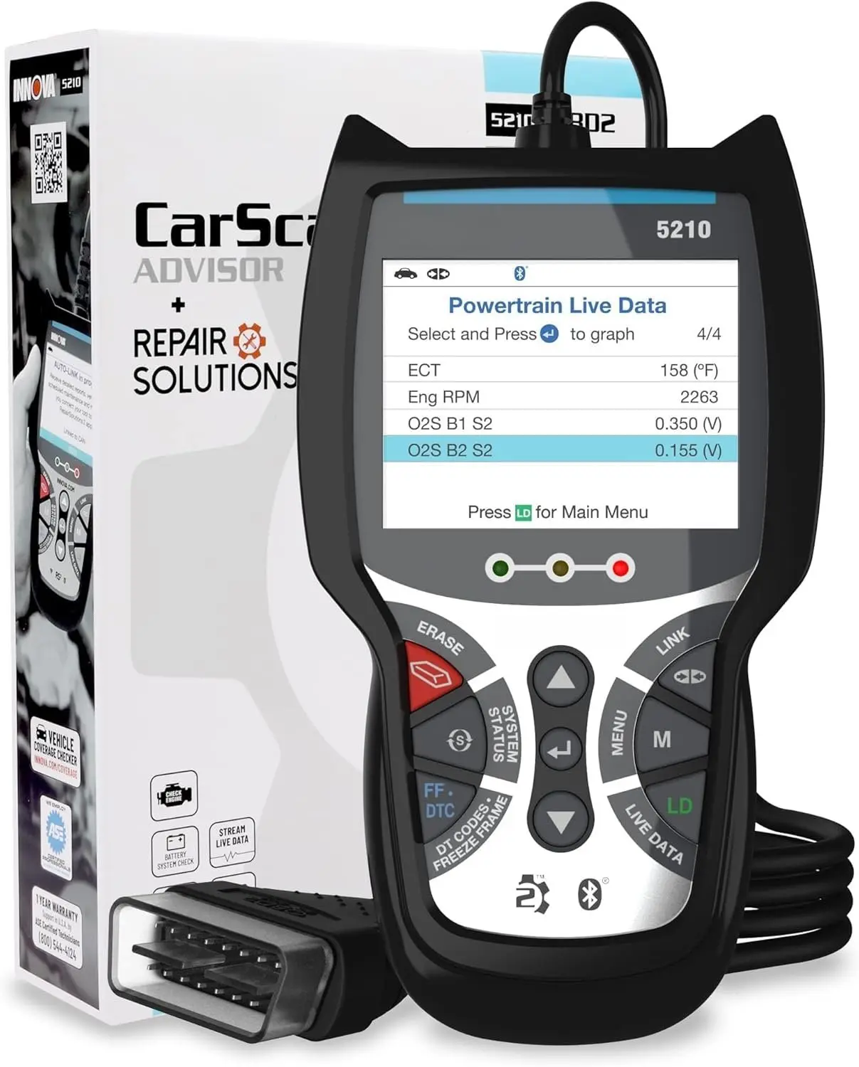 5210 OBD2 Scanner & Engine Code Reader,  Tester, Live Data, Oil Reset,  Diagnostic Tool for  ,  Compatible with 's Top  Repair App