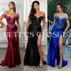 Tamara Off Shoulder Embellished Corset Lace Up Back Prom Gown