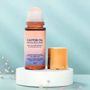 body  oils Organic Castor Oil Roll-On with Rose Quartz | 100% Natural, Suitable for Body Skin, Eyebrows, Eyelashes, and Hair | Cold Pressed Moisturize body oils Nourishing Moisturizing