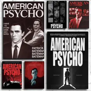 American P-Psycho Poster HD Sticky Waterproof Wall Art | High Quality Print Aesthetic Home Living Bedroom Bathroom hallway Decor Trendy Room Decoration | Multiple Size Options Available