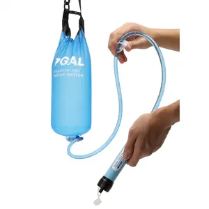 Filter Water Bag Outdoor Gravity System Portable for Camping Foldable TPU Material 1-Gallon Blue Complete Set with Filter Element Storage Bag & Hanging Strap, 1-Gallon Capacity, Camping/Hiking,summervibes