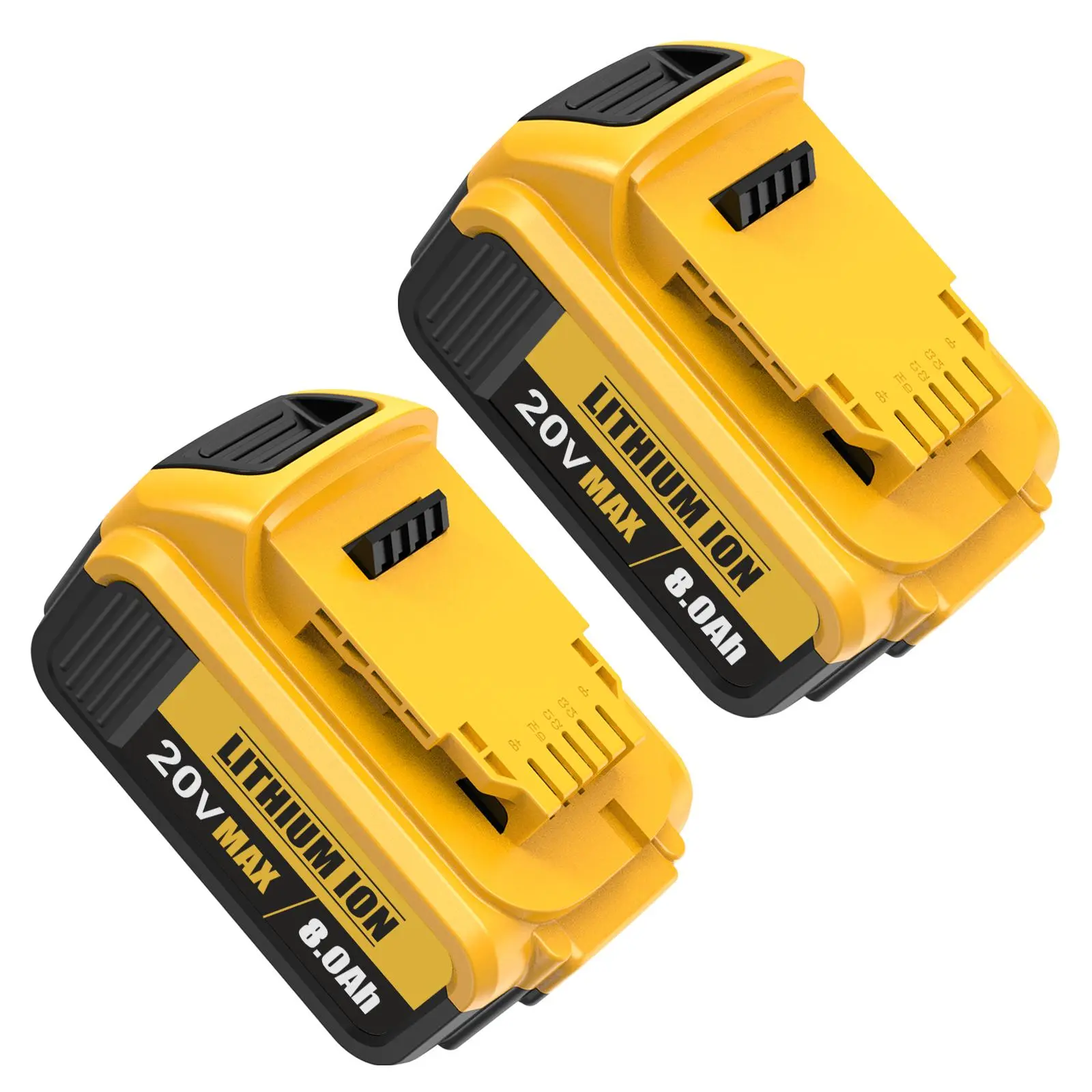 2-Pack 20V 8Ah Lithium-Ion Replacement Batteries with Dust Caps, Compatible with MAX DCB200, DCD, DCF, DCG, DCS Series Power Tools
